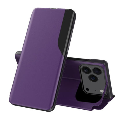 Side Display Flip Leather Phone Case, For iPhone 17e / 16e, For iPhone 17 Pro Max, For iPhone 17 Pro, For iPhone 17