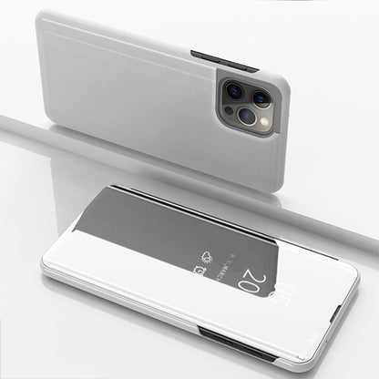 Plated Mirror Horizontal Flip Leather Phone Case with Holder, For iPhone 17, For iPhone Air, For iPhone 16 Pro Max