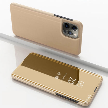 Plated Mirror Horizontal Flip Leather Phone Case with Holder, For iPhone 17, For iPhone Air, For iPhone 16 Pro Max