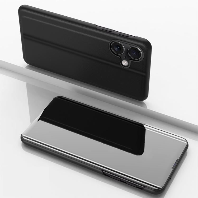 Plated Mirror Horizontal Flip Leather Phone Case with Holder, For iPhone 17, For iPhone Air, For iPhone 16 Pro Max