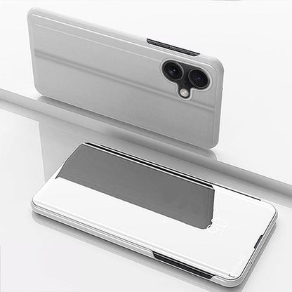 Plated Mirror Horizontal Flip Leather Phone Case with Holder