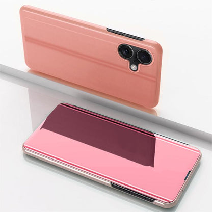 Plated Mirror Horizontal Flip Leather Phone Case with Holder, For iPhone 17, For iPhone Air, For iPhone 16 Pro Max