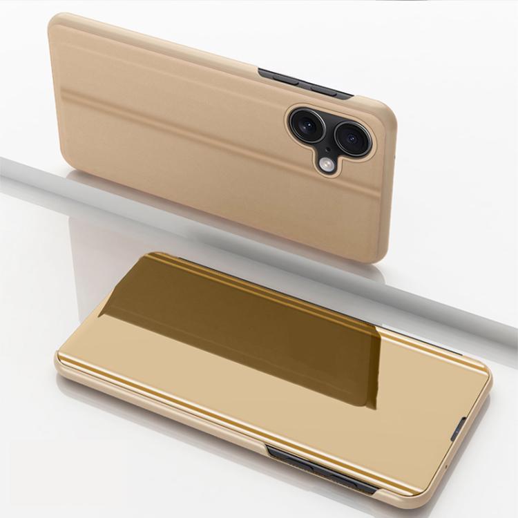 Plated Mirror Horizontal Flip Leather Phone Case with Holder, For iPhone 17, For iPhone Air, For iPhone 16 Pro Max