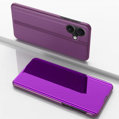 Plated Mirror Horizontal Flip Leather Phone Case with Holder, For iPhone 17, For iPhone Air, For iPhone 16 Pro Max