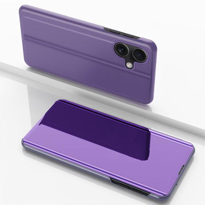 Plated Mirror Horizontal Flip Leather Phone Case with Holder, For iPhone 17, For iPhone Air, For iPhone 16 Pro Max