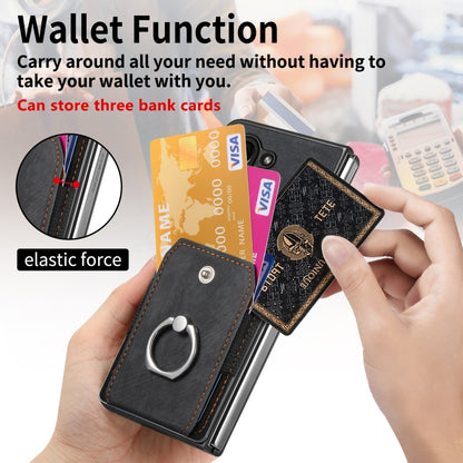 Retro Skin-feel Ring Multi-card Wallet Phone Case, For Samsung Galaxy Z Fold6 5G, For  Samsung Galaxy Z Fold5 5G