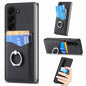 Carbon Fiber Card Wallet Ring Holder Phone Case, For Samsung Galaxy Z Fold6 5G, For Samsung Galaxy Z Fold5 5G