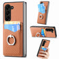 Carbon Fiber Card Wallet Ring Holder Phone Case, For Samsung Galaxy Z Fold6 5G, For Samsung Galaxy Z Fold5 5G