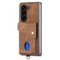 Retro Card Wallet Fold Leather Phone Case with Strap