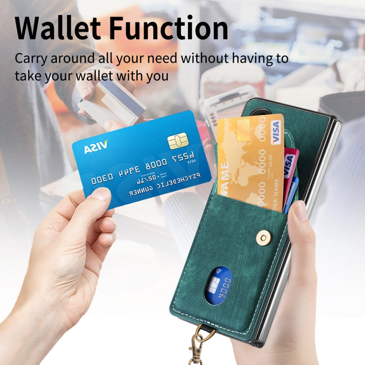 Retro Card Wallet Fold Leather Phone Case with Strap, For Samsung Galaxy Z Fold6 5G, For Samsung Galaxy Z Fold5 5G