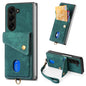 Retro Card Wallet Fold Leather Phone Case with Strap, For Samsung Galaxy Z Fold6 5G, For Samsung Galaxy Z Fold5 5G