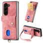 Retro Card Wallet Fold Leather Phone Case with Strap