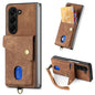 Retro Card Wallet Fold Leather Phone Case with Strap, For Samsung Galaxy Z Fold6 5G, For Samsung Galaxy Z Fold5 5G