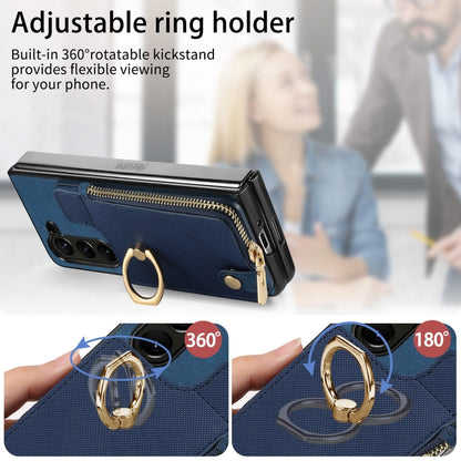 Retro Zipper Wallet Ring Leather Phone Case