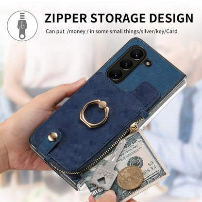 Retro Zipper Wallet Ring Leather Phone Case