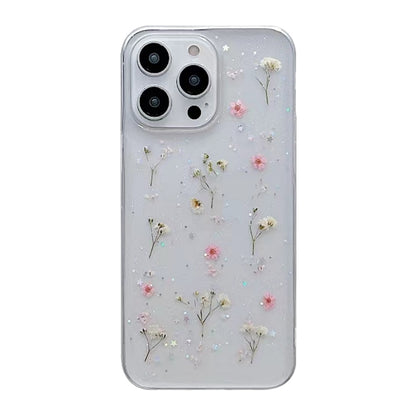 Gypsophila Flowers Pattern TPU Protective Phone Case, For iPhone 17e / 16e, For iPhone 16 Pro Max, For iPhone 16 Pro, For iPhone 16 Plus, For iPhone 16, For iPhone 15 Pro Max