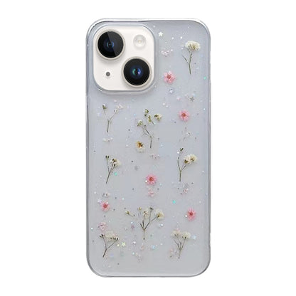 Gypsophila Flowers Pattern TPU Protective Phone Case, For iPhone 15 Pro, For iPhone 15 Plus, For iPhone 15