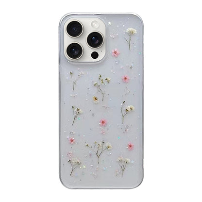 Gypsophila Flowers Pattern TPU Protective Phone Case, For iPhone 17e / 16e, For iPhone 16 Pro Max, For iPhone 16 Pro, For iPhone 16 Plus, For iPhone 16, For iPhone 15 Pro Max