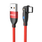 ENKAY 180 Degrees Rotating USB to Type-C 3A Fast Charging Data Cable with LED Light, 1m, 2m