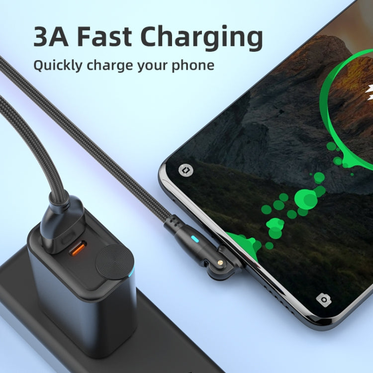 ENKAY 180 Degrees Rotating USB to Type-C 3A Fast Charging Data Cable with LED Light, 1m, 2m