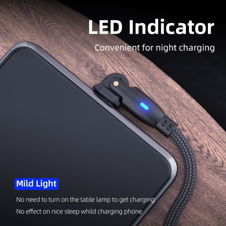 ENKAY 180 Degrees Rotating USB to Type-C 3A Fast Charging Data Cable with LED Light, 1m, 2m