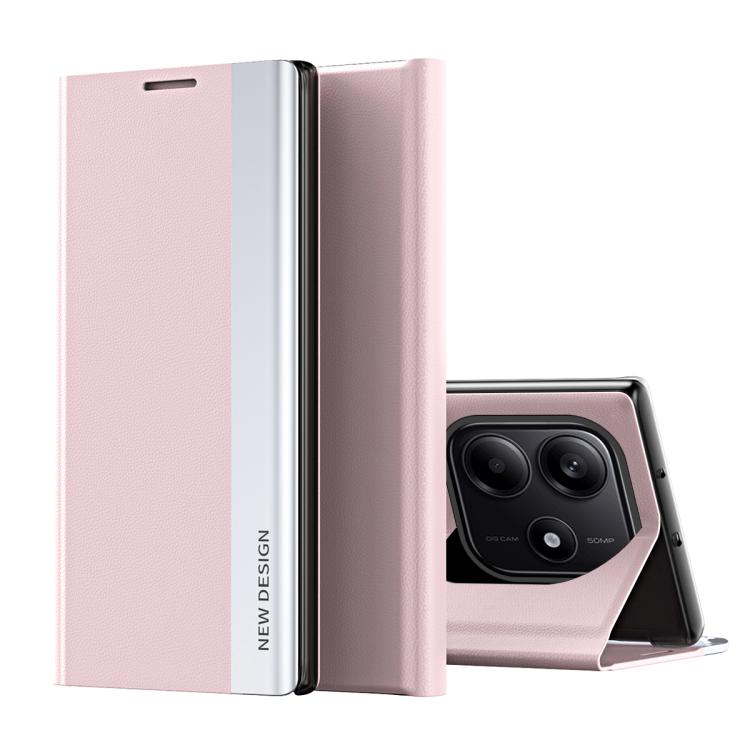 Side Electroplated Adsorption Leather Phone Case, For Redmi Note 14 4G 163.25mm, For Xiaomi Redmi Note 14 5G, For Xiaomi Redmi Note 14 Pro+ 5G
