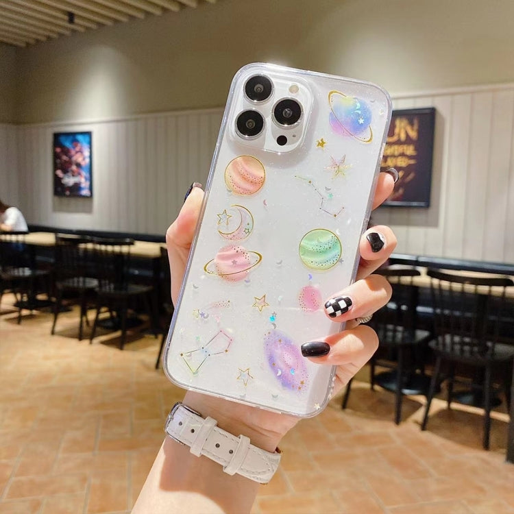 Cosmic Star Glitter Epoxy TPU Phone Case, For iPhone 17e / 16e, For iPhone 16 Pro Max, For iPhone 16 Pro, For iPhone 16 Plus, For iPhone 16, For iPhone 15 Pro Max, For iPhone 15 Pro, For iPhone 15 Plus, For iPhone 15