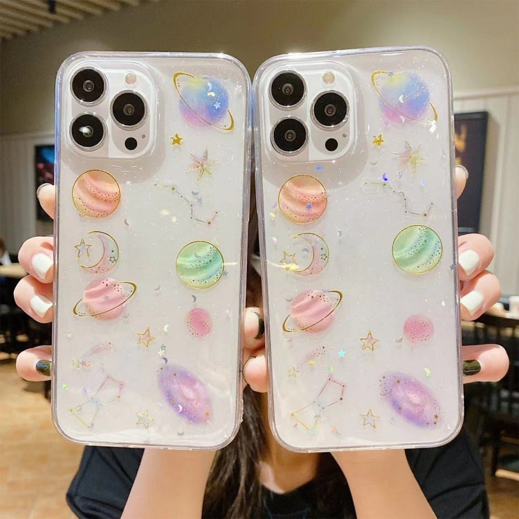 Cosmic Star Glitter Epoxy TPU Phone Case, For iPhone 17e / 16e, For iPhone 16 Pro Max, For iPhone 16 Pro, For iPhone 16 Plus, For iPhone 16, For iPhone 15 Pro Max, For iPhone 15 Pro, For iPhone 15 Plus, For iPhone 15