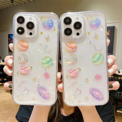 Cosmic Star Glitter Epoxy TPU Phone Case, For iPhone 17e / 16e, For iPhone 16 Pro Max, For iPhone 16 Pro, For iPhone 16 Plus, For iPhone 16, For iPhone 15 Pro Max, For iPhone 15 Pro, For iPhone 15 Plus, For iPhone 15