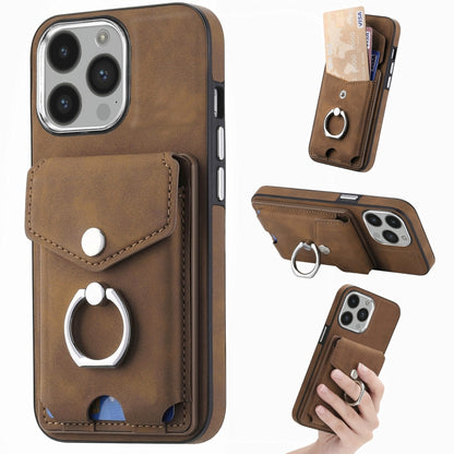 Electroplating Skin-feel Leather Ring Card Wallet Phone Case