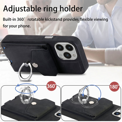 Electroplating Skin-feel Leather Ring Card Wallet Phone Case, For iPhone 14 Pro, For  iPhone 14 Pro Max