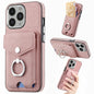 Electroplating Skin-feel Leather Ring Card Wallet Phone Case, For iPhone 14 Pro, For  iPhone 14 Pro Max