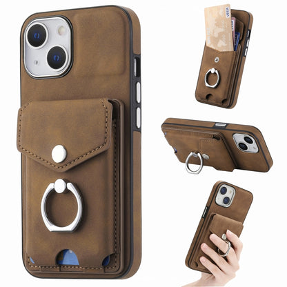Electroplating Skin-feel Leather Ring Card Wallet Phone Case, For iPhone 15 Pro Max, For  iPhone 15 Plus, For iPhone 15 Pro, For  iPhone 15