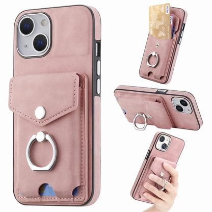Electroplating Skin-feel Leather Ring Card Wallet Phone Case, For iPhone 15 Pro Max, For  iPhone 15 Plus, For iPhone 15 Pro, For  iPhone 15