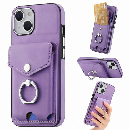 Electroplating Skin-feel Leather Ring Card Wallet Phone Case, For iPhone 15 Pro Max, For  iPhone 15 Plus, For iPhone 15 Pro, For  iPhone 15