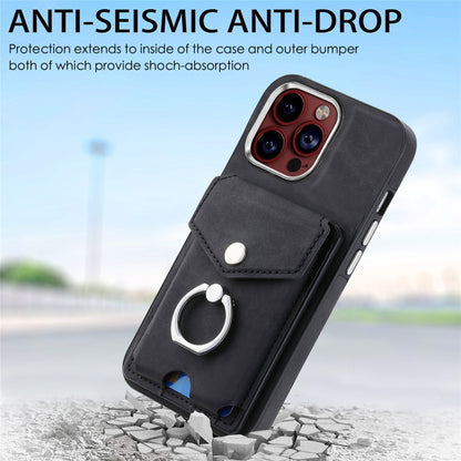 Electroplating Skin-feel Leather Ring Card Wallet Phone Case, For iPhone 15 Pro Max, For  iPhone 15 Plus, For iPhone 15 Pro, For  iPhone 15