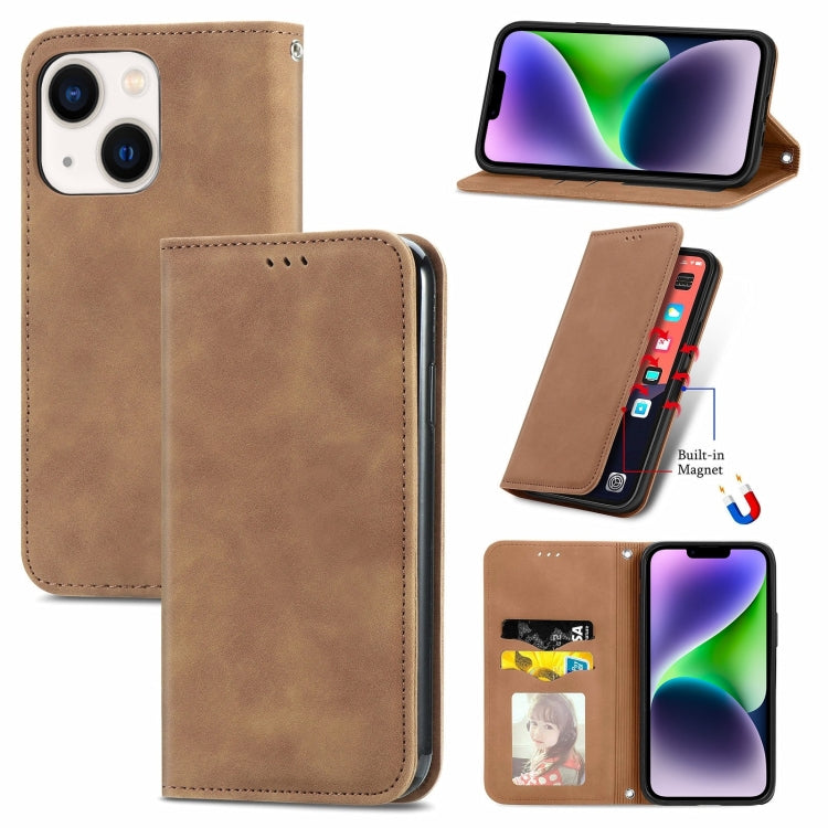 Retro Skin Feel Magnetic Leather Phone Case, For iPhone 16, For iPhone 15 Pro Max, For iPhone 15 Pro, For  iPhone 15 Plus
