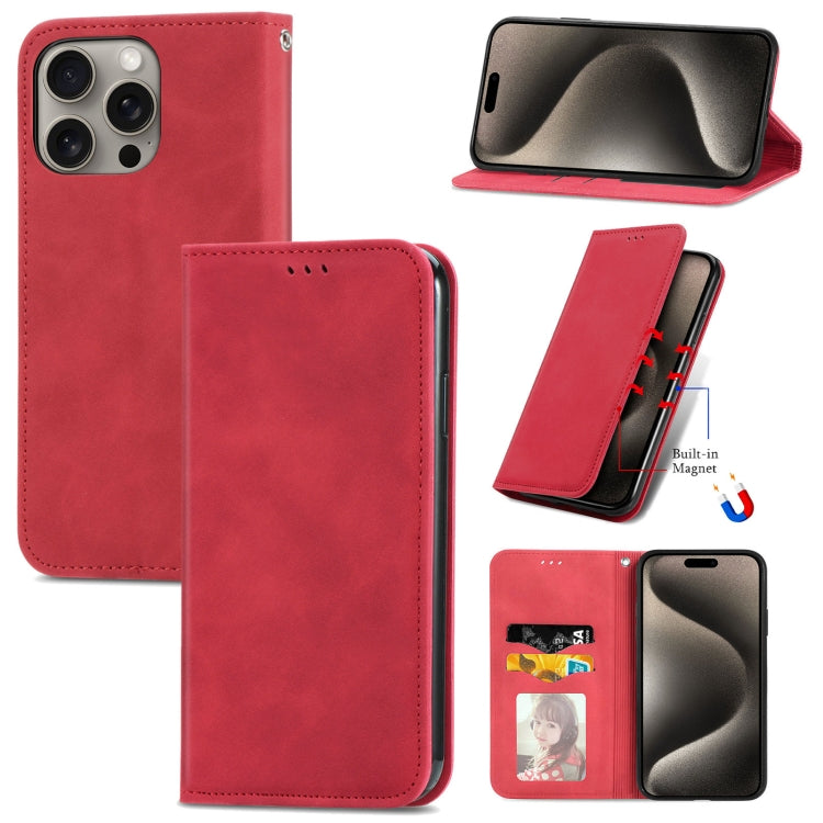 Retro Skin Feel Magnetic Leather Phone Case, For iPhone 18 Pro, For iPhone 18 Pro Max, For iPhone 17e / 16e, For iPhone 16 Pro Max