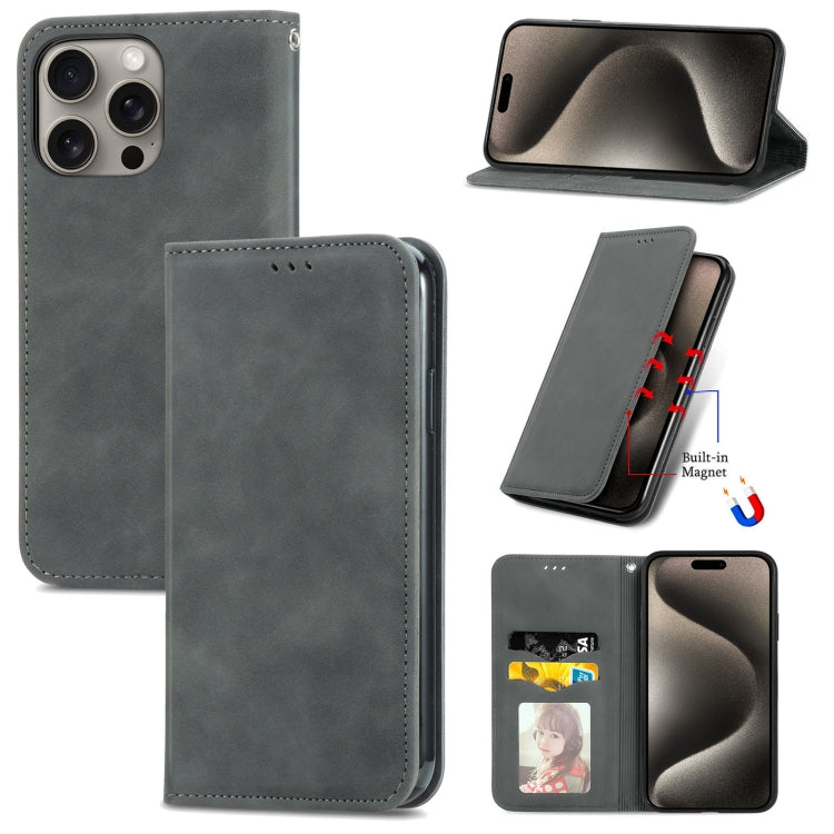 Retro Skin Feel Magnetic Leather Phone Case, For iPhone 17e / 16e, For iPhone 16 Pro Max, For iPhone 16 Pro, For iPhone 16 Plus