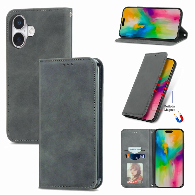 Retro Skin Feel Magnetic Leather Phone Case, For iPhone 17e / 16e, For iPhone 16 Pro Max, For iPhone 16 Pro, For iPhone 16 Plus