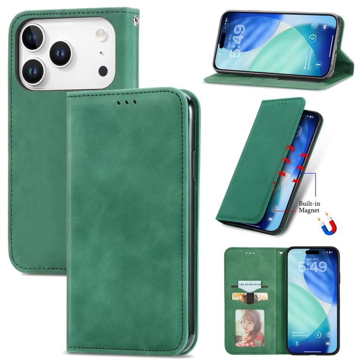 Retro Skin Feel Magnetic Leather Phone Case, For iPhone 18 Pro, For iPhone 18 Pro Max, For iPhone 17e / 16e, For iPhone 16 Pro Max