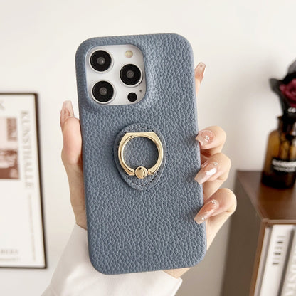 Litchi Texture Ring Holder Shockproof Phone Case