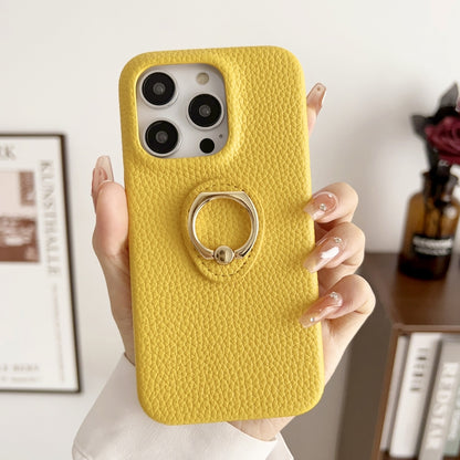 Litchi Texture Ring Holder Shockproof Phone Case, For iPhone 15 Pro Max, For iPhone 15 Pro, For iPhone 15 Plus