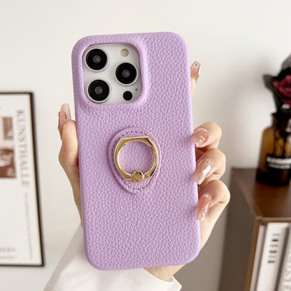 Litchi Texture Ring Holder Shockproof Phone Case, For iPhone 15 Pro Max, For iPhone 15 Pro, For iPhone 15 Plus
