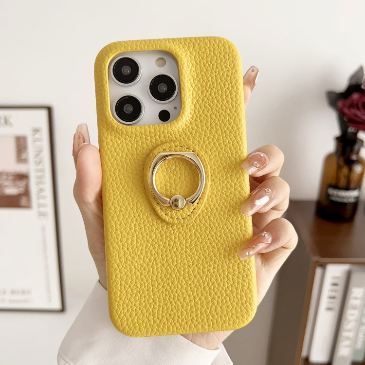 Litchi Texture Ring Holder Shockproof Phone Case, For iPhone 15 Pro Max, For iPhone 15 Pro, For iPhone 15 Plus
