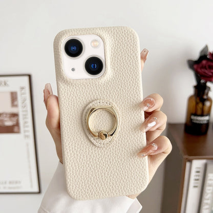 Litchi Texture Ring Holder Shockproof Phone Case