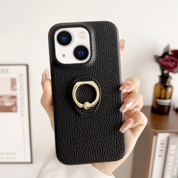 Litchi Texture Ring Holder Shockproof Phone Case