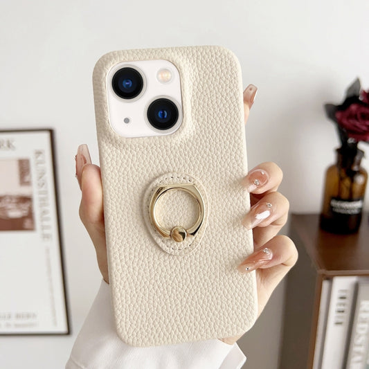 Litchi Texture Ring Holder Shockproof Phone Case, For iPhone 15