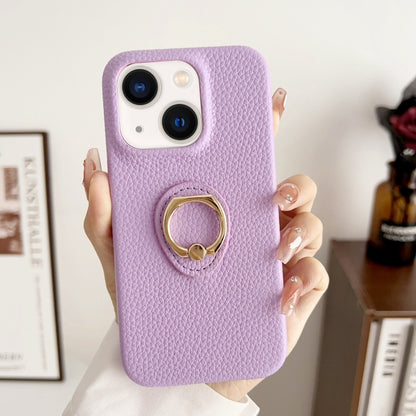 Litchi Texture Ring Holder Shockproof Phone Case, For iPhone 15