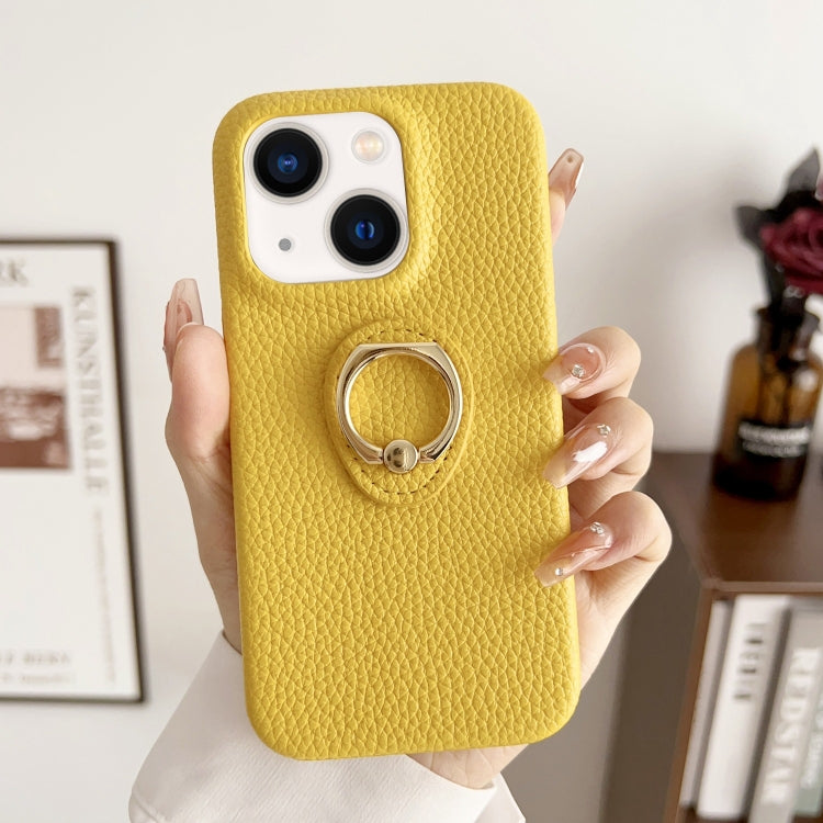 Litchi Texture Ring Holder Shockproof Phone Case, For iPhone 15